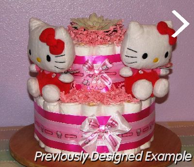 hello kitty twins diaper cake.JPG - Hello Kitty Twins Diaper Cake